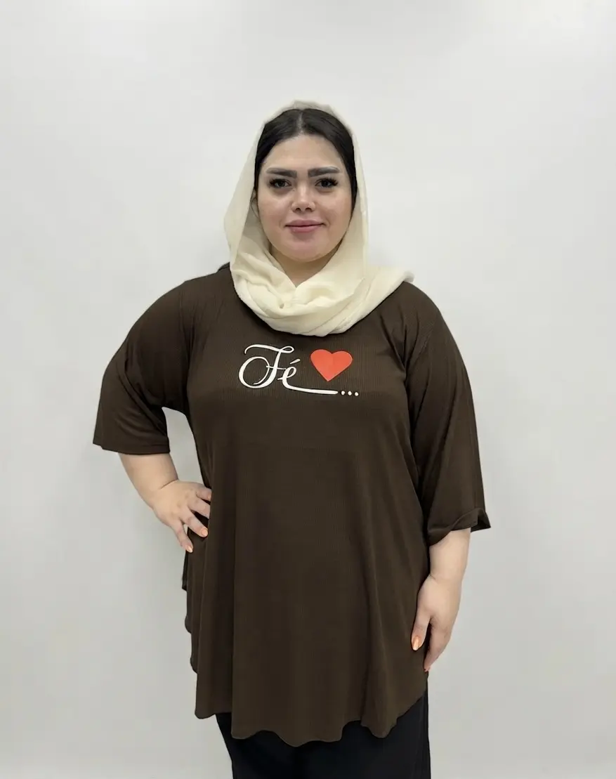 تونیک سایز بزرگ زنانه نخی طرح قلب (مدل زیگزال)